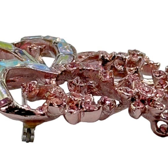 NEW Vintage  ST. JOHN Swarovski Crystals Pin Brooch Pink Flower Signed RARE - Picture 2 of 7
